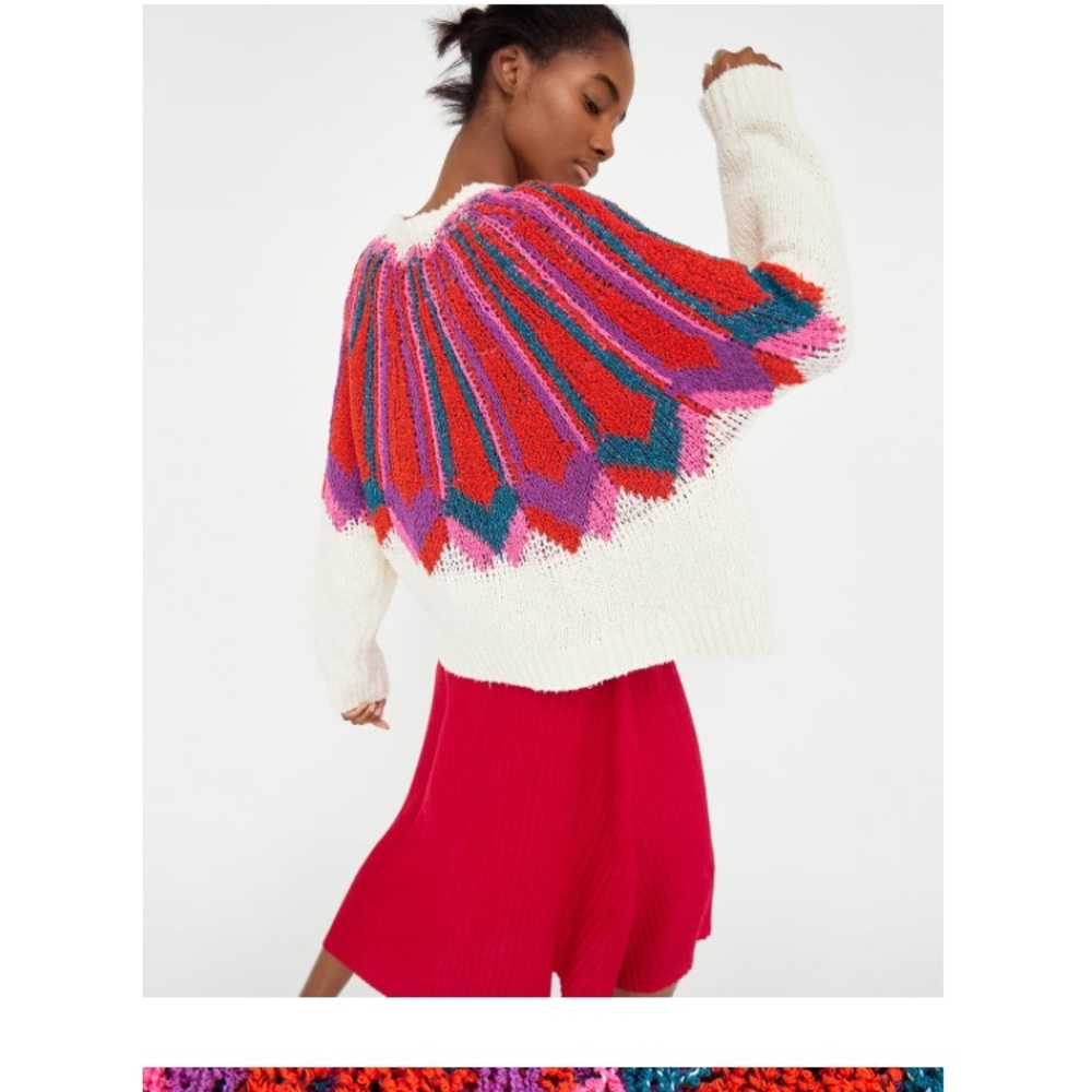 Zara multicolored jacquard sweater - Picture 4 of 8
